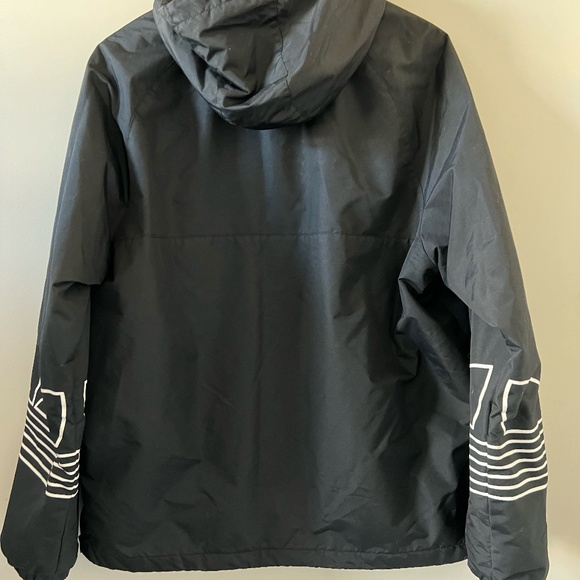 Adidas Fleece Lined Arm Trefoil Print Overhead Jacket In Black Size M - Picture 10 of 15